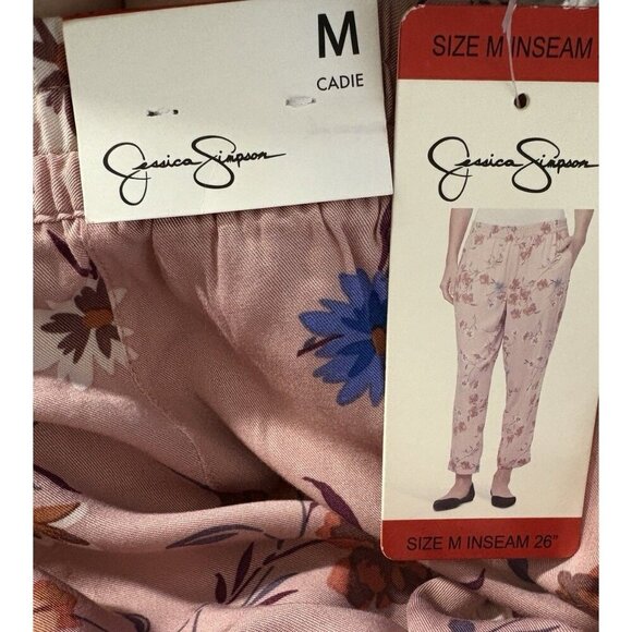 Jessica Simpson M Pink Floral Elastic Waist Side Pockets Viscose Pull-On Pants - Picture 6 of 6